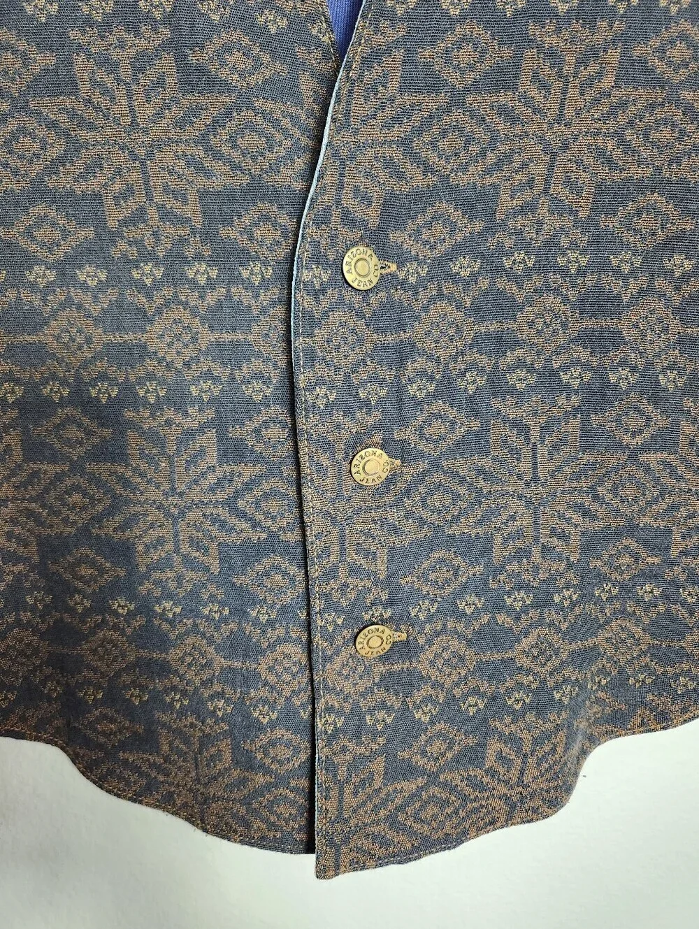 Arizona VTG 90s Mens |L| Southwestern Tapestry Front Denim Buttonfront Vest